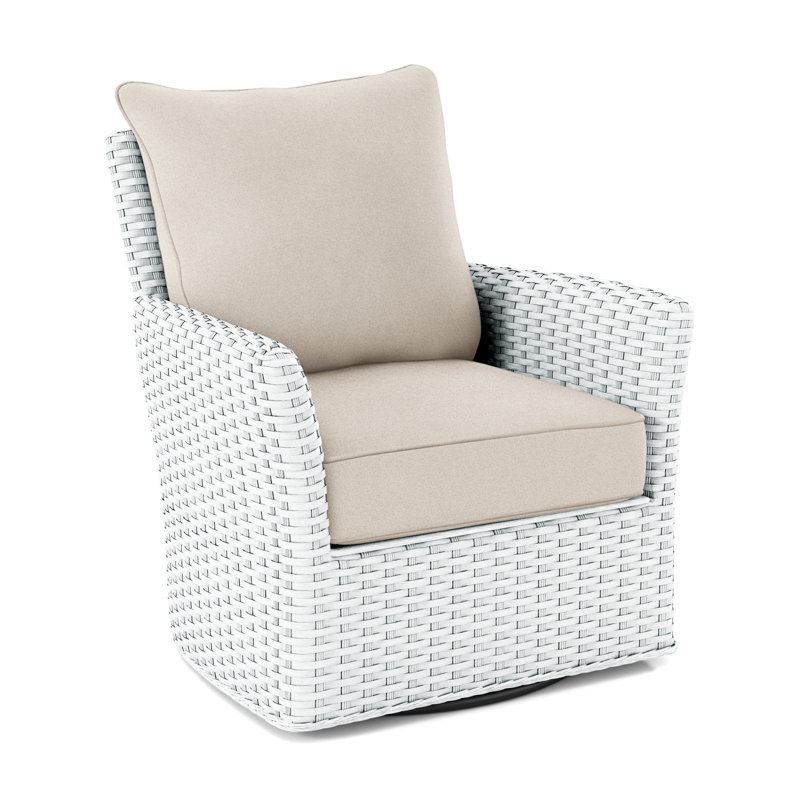 Lanai Upholstered Swivel Armchair, Elite Dove Linen, Frost White