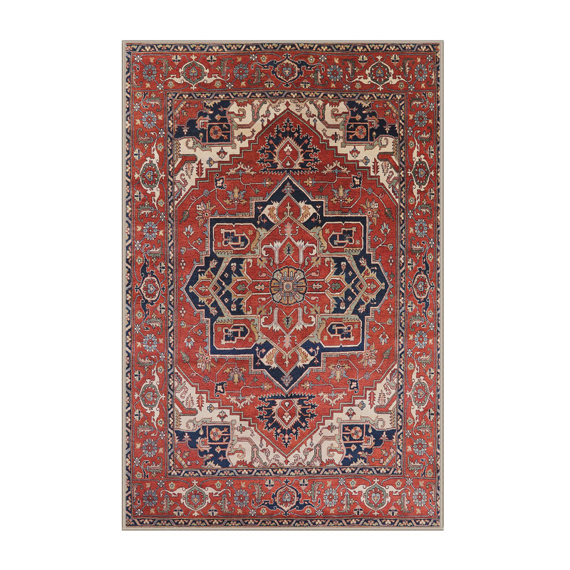 Tapis oriental orange / bleu marine, Rectangle 7 pi x 9 pi