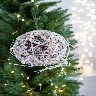 Boule de brindille glacée, ornements d'arbre de Noël suspendus décoratifs pour une fête festive