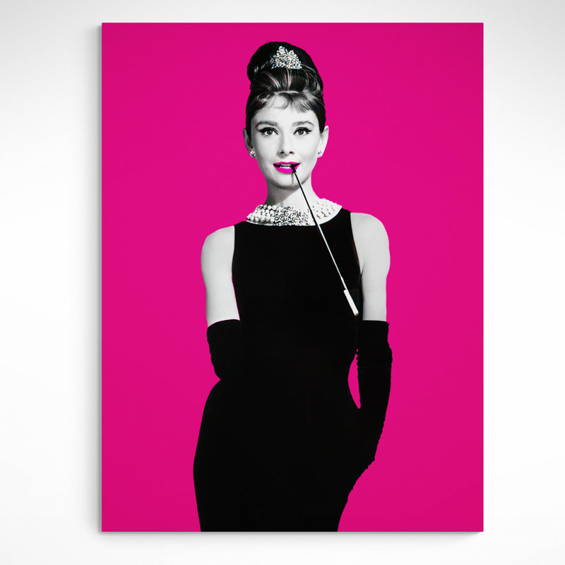 Kaylyn Audrey Hepburn Pop Art Pink - Breakfast At Tiffany's Movie Art - Print on Canvas, 41cm H x 31cm W x 4cm D