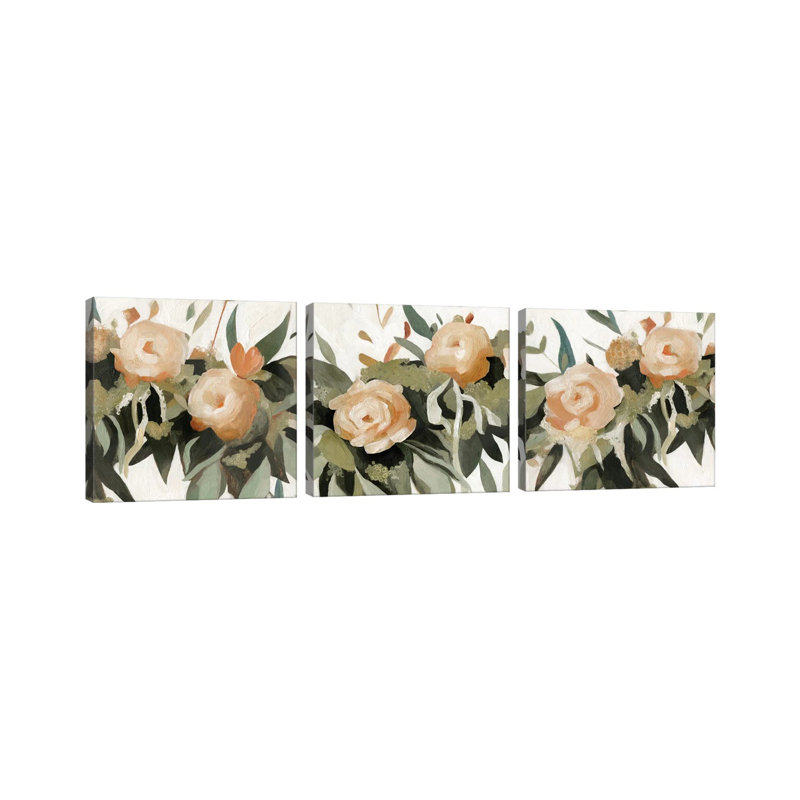 Floral triomphe - ensemble d'art mural sur toile tendue (ensemble de 3)