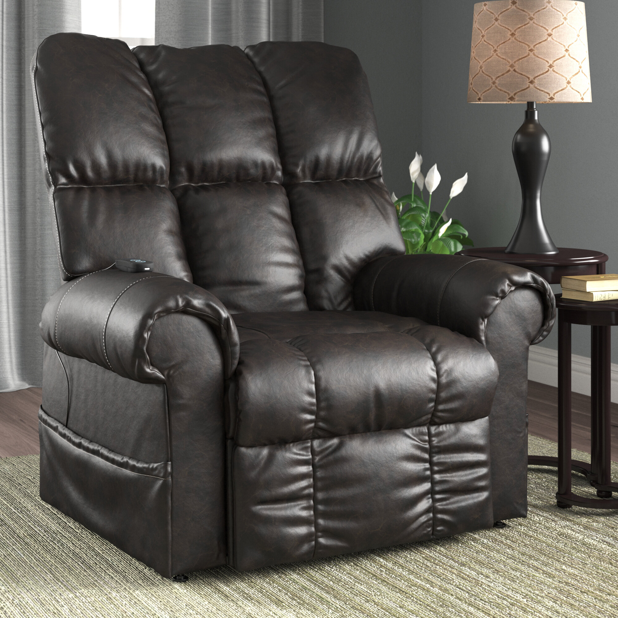 Leather recliner with power lift hot sale