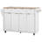 Fluted Kitchen Island with Storage, 55.5" Kitchen Island with Drop Leaf, Power Outlet, 4 Doors and 3 Drawers, Rolling Island Table with Wood-grain Top