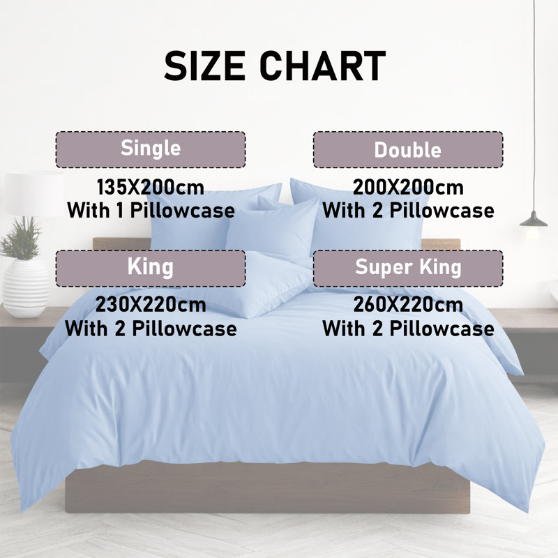 Luxury 3-Piece Dyed Duvet Cover Set With Pillowcases, Single Duvet Cover Set + 2 Pillowcases, Light Blue