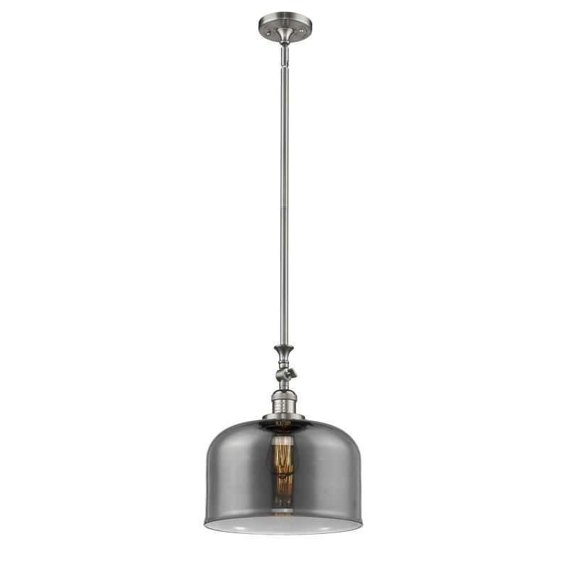 Hiers 1 - Light Single Pendant, Brushed Satin Nickel, Plated Smoke, No Bulb Included