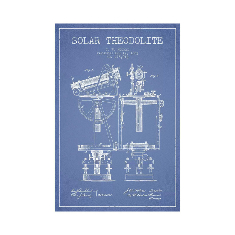 J.W. Holmes Solar Theodolite Patent Sketch (Light Blue) by Aged Pixel - Wrapped Canvas Gallery-Wrapped Canvas Giclée