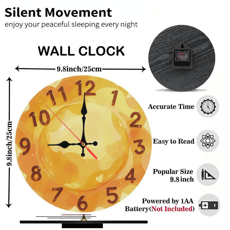 Horloge jaune aquarelle
