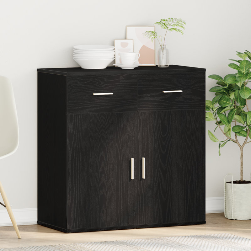 Sideboard 79 X 38 X 80 Cm Engineered Wood, Black Oak