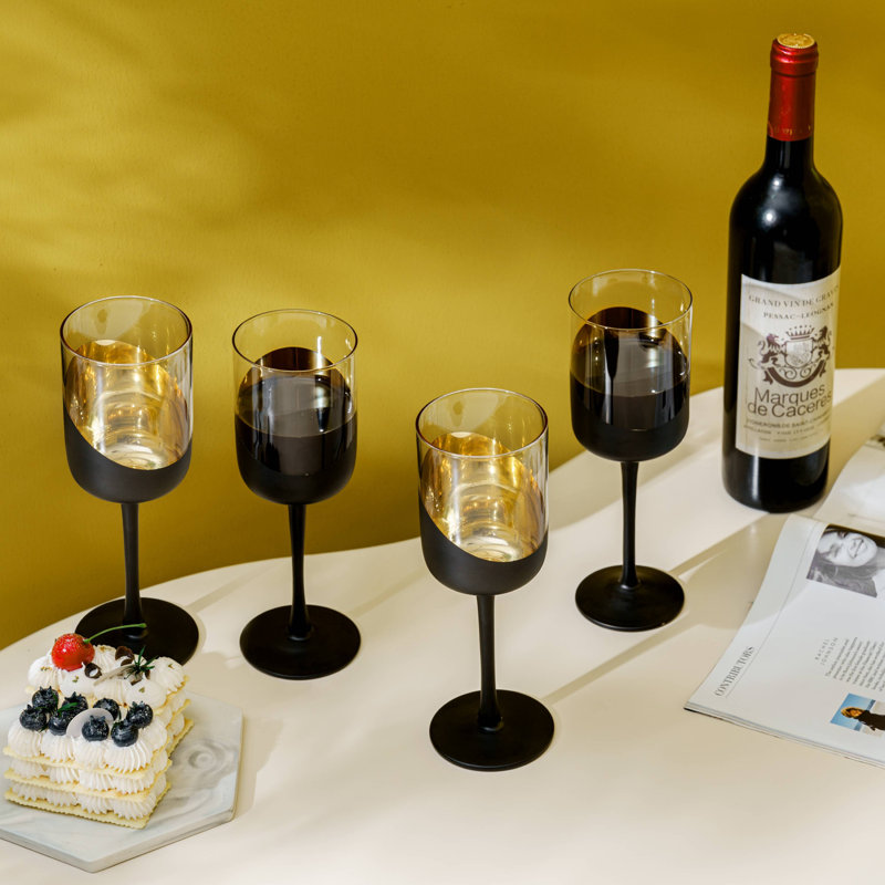 Bertila 14 oz. Modern Wine Goblet Glasses Set