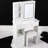 Small Space - Vanity Table And Cushioned Stool: 29.2" Left Drawer Desktop, Touch Control, Tri Color Switching, Brightness Adjustable Led Mirror Suitable Controlled