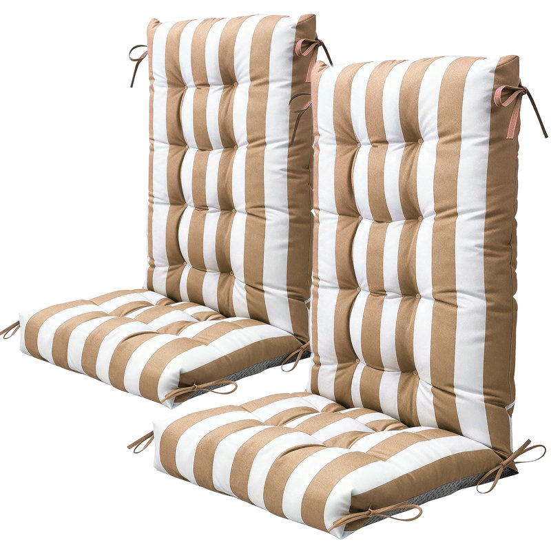 Coussin de siège / dossier Adirondack pour l'extérieur / intérieur 5 po avec attaches, Kaki rayé