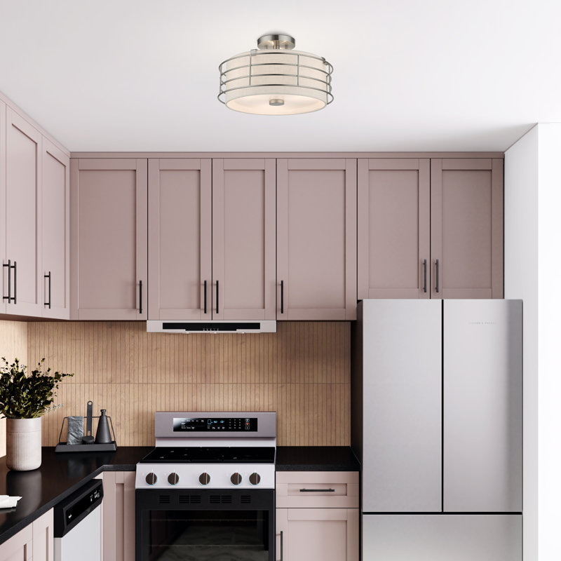 Maricruz Fabric Semi Flush Mount, Brushed Nickel