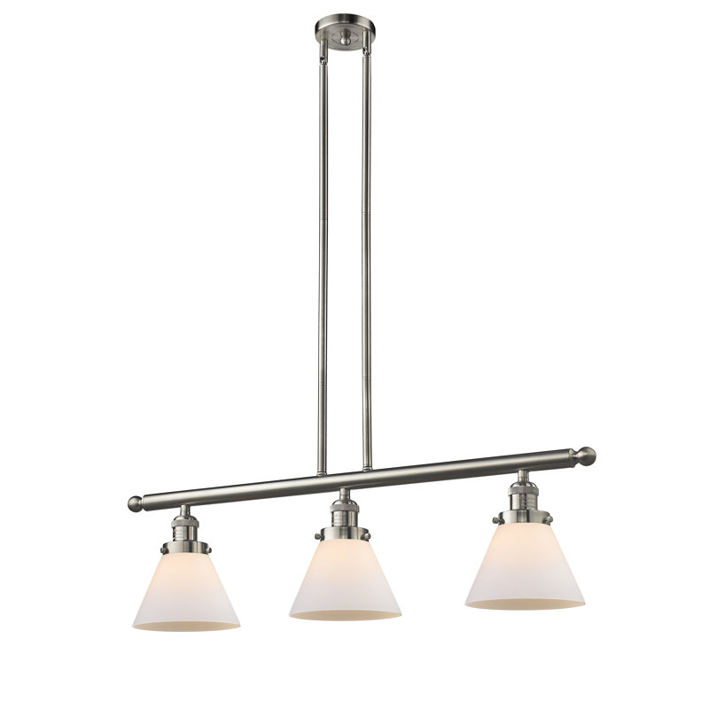 Luminaire suspendu linéaire pour îlot de cuisine 3 lumières Wyndmoor, H 36 po x l 36 po x P 8 po, Boîtier blanc mat