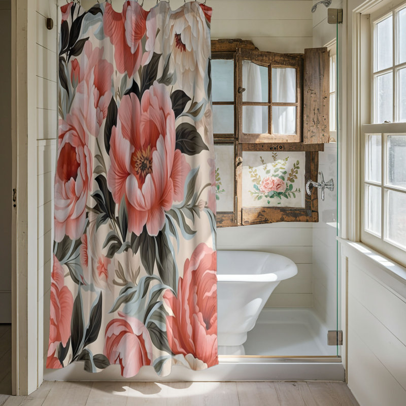Rideau de douche Peony Garden - Premium, H 74 po x l 71 po