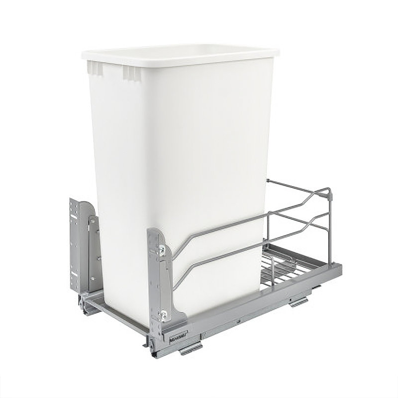 Rev-A-Shelf Pullout Kitchen Trash Can 50 qt. with Soft-Close , White
