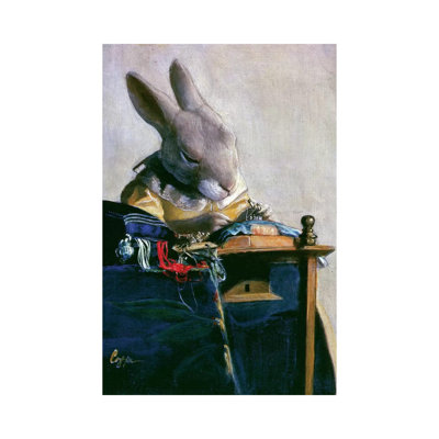 Lace Bunny 1 Piece Wrapped Canvas Painting