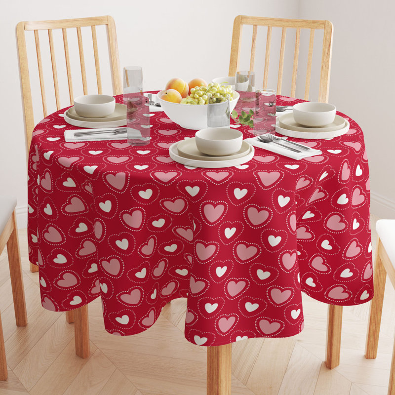 Sirois Hearts in Stitches Round Tablecloth, 90" x 90"