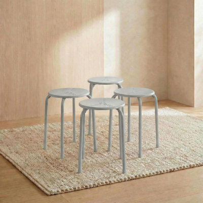 Ensemble de 6 tabourets empilables en métal, siège rond avec motif de tour Eiffel, chaises empilables portables, capacité de 200 lb, sans assemblage, pour la salle de classe
