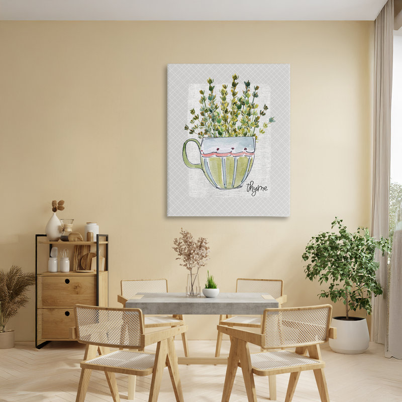 Tasse en thym, toile par Livi Finn, H 40 po x l 30 po
