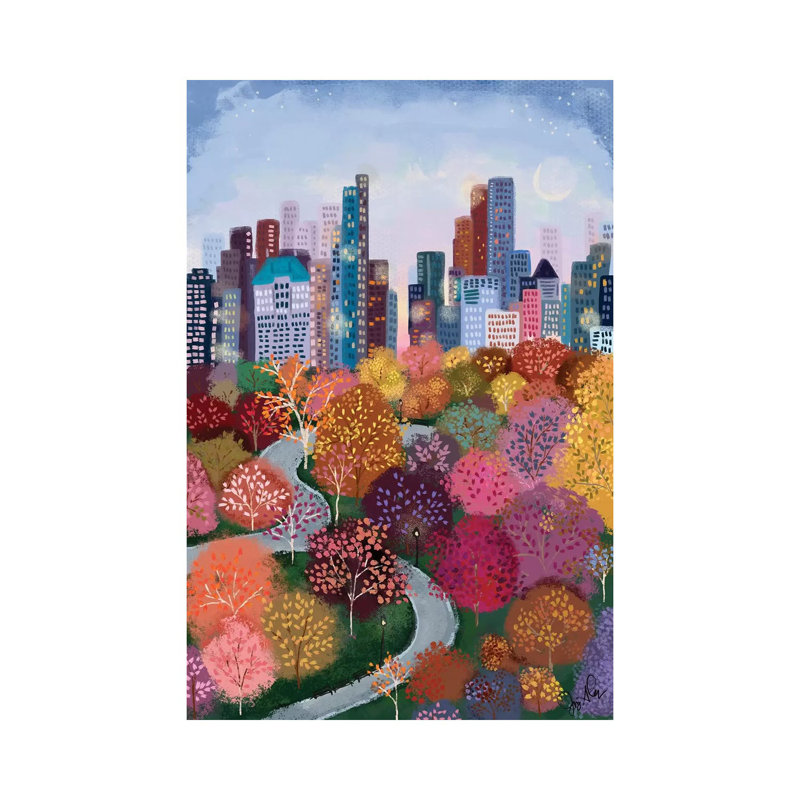 Autumn In The Park by Joy Laforme - Painting on Canvas, 101.6cm H x 66.04cm W x 3.81cm D, Wrapped Canvas
