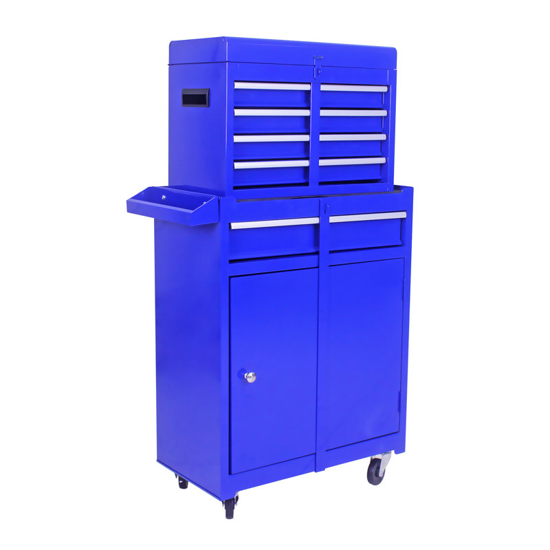 5 Blue Metal Tool Chest With Powder Coating & Internal Space Rolling 5 Drawers Storage -, Blue