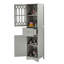 Armoire de salle de bain haute, armoire de rangement autoportante avec tiroir et portes, porte en acrylique, tablette réglable-1576854385