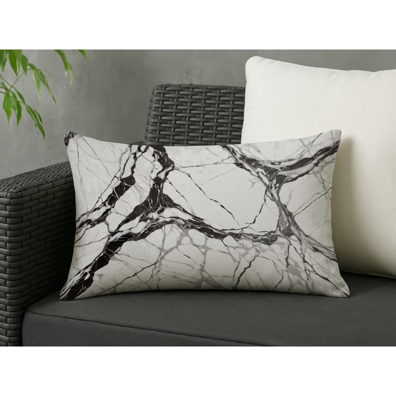 Coussin décoratif intérieur / extérieur bleu Modern Modern, Gris abstrait 184, Rectangle H 14 po x l 20 po