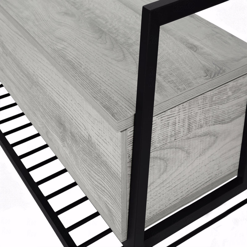 Banc Heberling, entrée, couloir, rangement, 42 po rectangulaire, métal, stratifié, contemporain, Gray