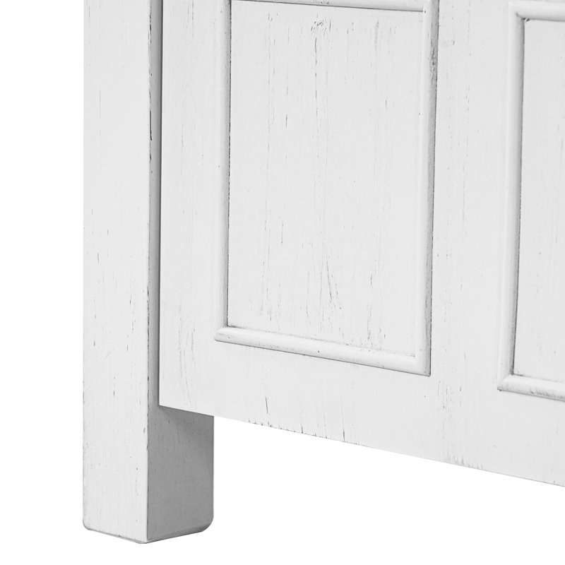 Meuble-lavabo de 36 po blanc antique avec lavabo en céramique, espace de rangement spacieux, attrait rustique et sensation de bon fonctionnement avec des compartiments spacieux, style rétro, processus d'assemblage simple