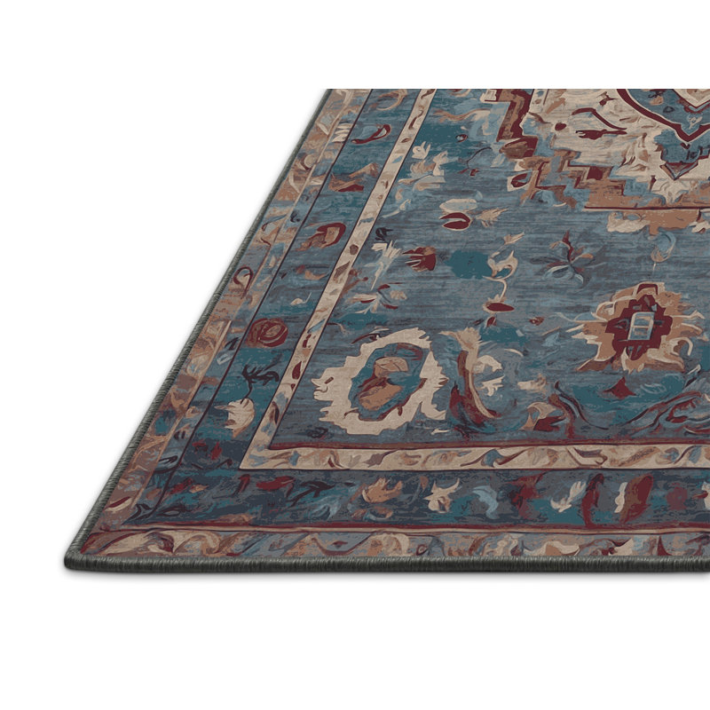 Tapis gris soyeux et moelleux, Rond 7 pi