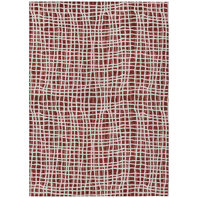 Tapis intérieur lavable rayé bourgogne et ivoire 5 pi x 8 pi