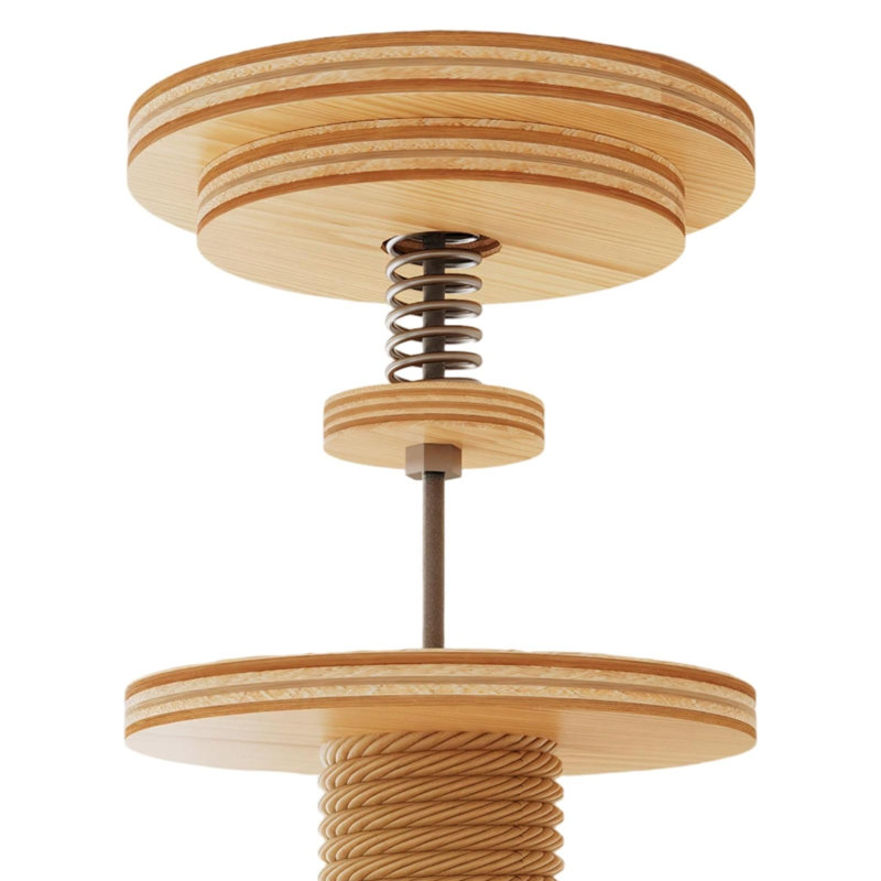 Arbre à chat à fixation au sol du sol au plafond, tour à chat en panneau de fibres à densité moyenne avec poteau en sisal, hamac à bulles en acrylique, échelle et boules de jouet pour les petits espaces intérieurs