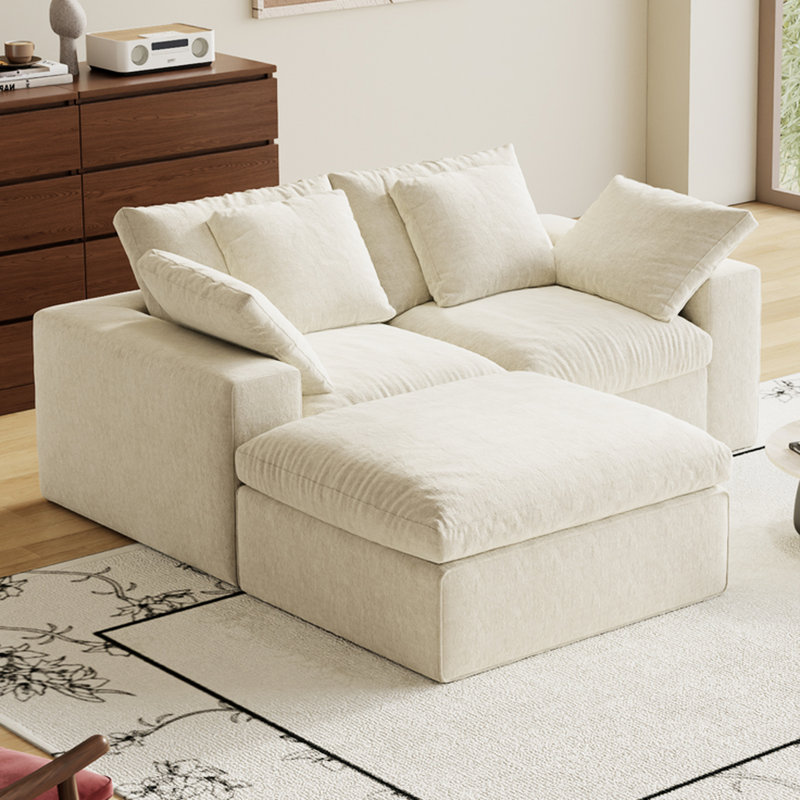 Canapé-lit modulaire compressé 3 places, moderne et minimaliste pour le salon avec, blanc, éponge haute densité 33D offrant confort et rangement à compression verticale, emballage quadruple pour,