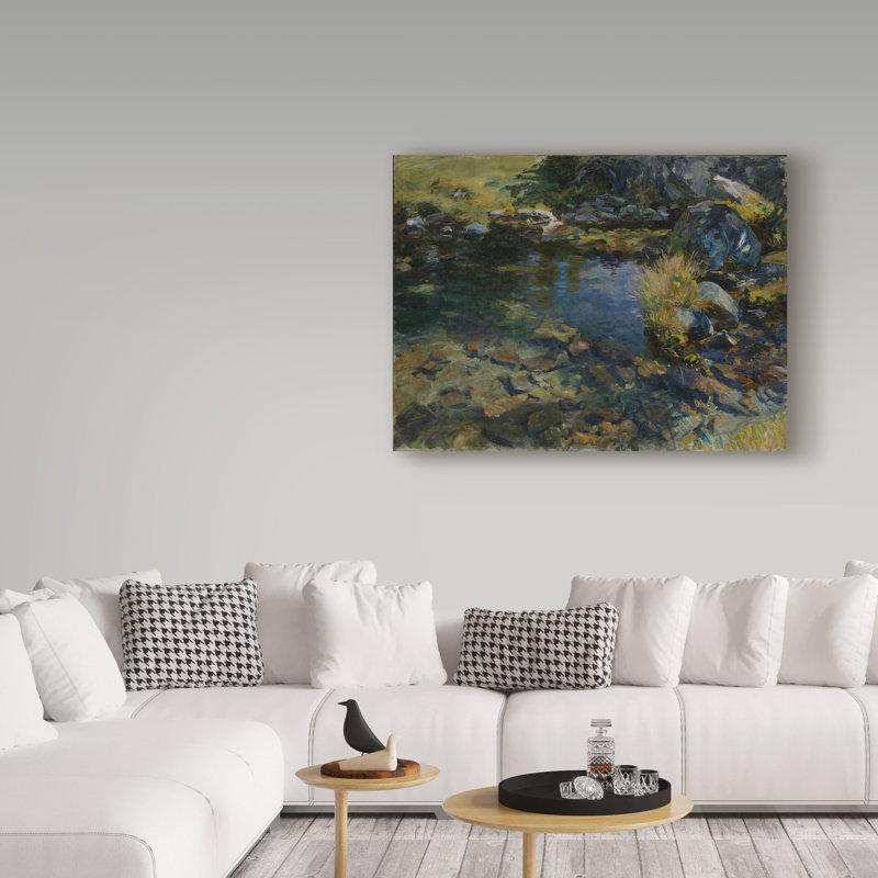 « alpine pool » par l’huile, reproduction d’art sur toile tendue John Singer Sargent, H 18 po x l 24 po x P 2 po
