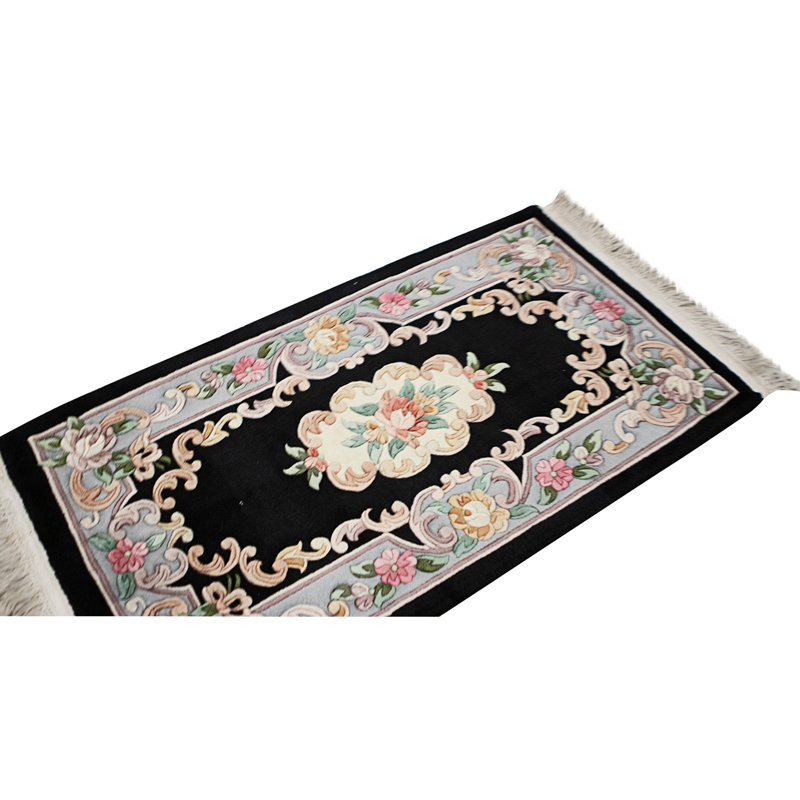 High-Quality Hand-Knotted Black And Grey Area Rug