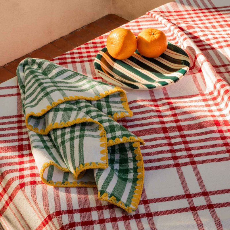 Trattoria Tablecloth Large 0201L, 59.1" W x 98.4" L, Red/Purple/White