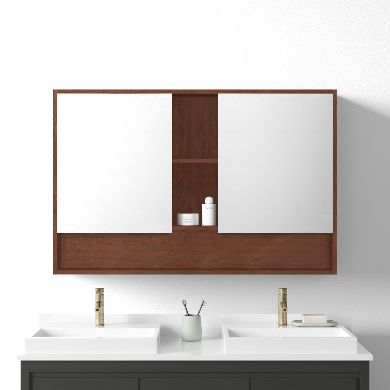 Maisie Surface Double Medicine Cabinet, Walnut