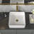 15" White Bathroom Sink Square Ceramic Vessel Sink with Decorative Slotted Lines