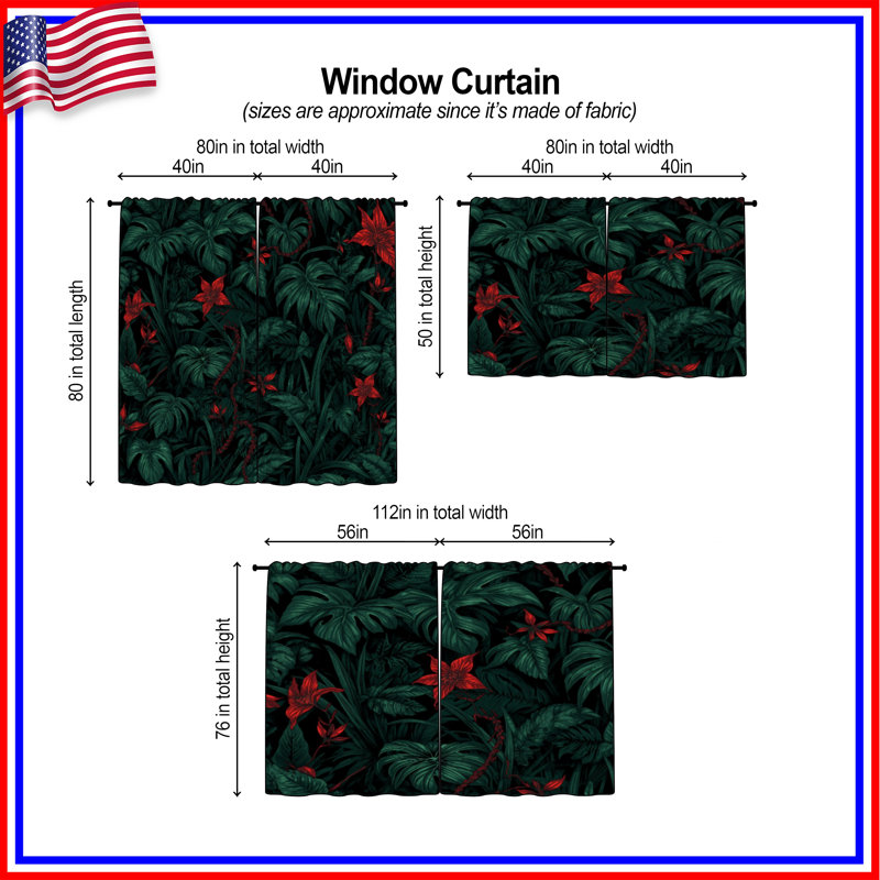 Rideaux de fenêtre Dense Tropical, 40in x 82in - 2 panels, Obscurcissement de chambre