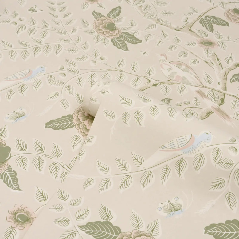 Tole Bird Wallpaper Roll, Pink