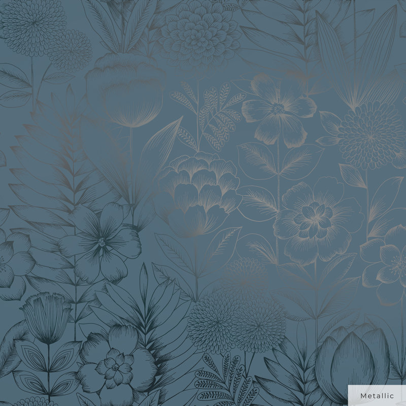 Papier peint adhésif floral Homestead, Gris