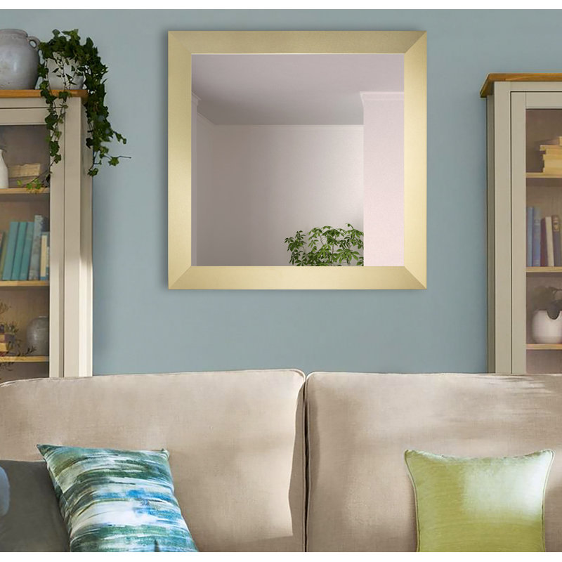 Bahena Engineered Wood Flat Wall Mirror, 29" x 29", Gold