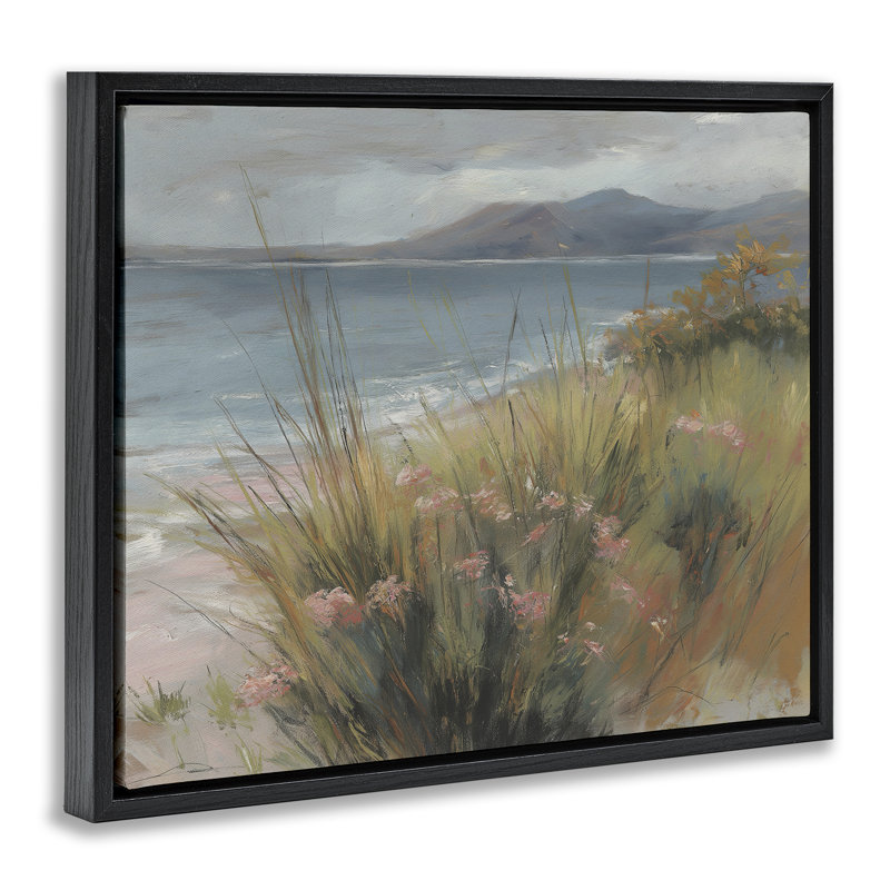Cadre flottant The Green Valley Beach, design par Svetlana Aleynikova, Cadre flottant noir de jais, H 17 po x l 21 po