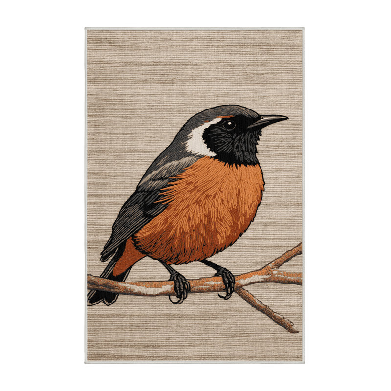 Washable Common Redstart Birds Area Rug, Rectangle 2' x 3'