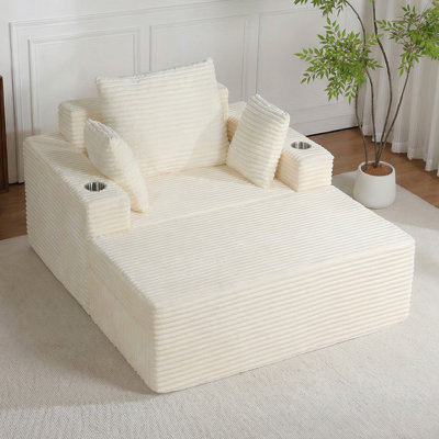 Méridienne à compression avec repose-pieds, très grand fauteuil à désosser pour l'intérieur, canapé modulaire en nuage pour salon, chambre à coucher, canapé-lit avec porte-gobelet