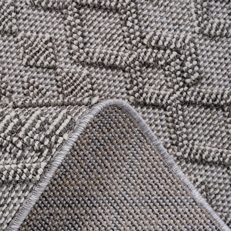 Area Rug Traditional Indoor-Outdoor, Rectangle 5'3" x 7'6", White