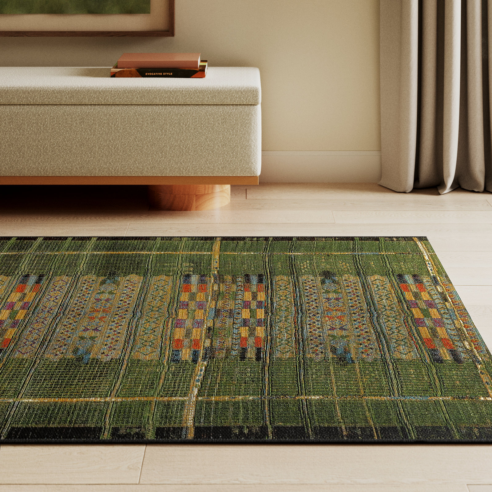 Sesena Multi-Colored Indoor/Outdoor Area Rug, Rectangle 4'10" x 7'6"