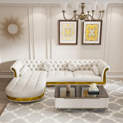 Modern Chesterfield L-shaped Sectional Sofa