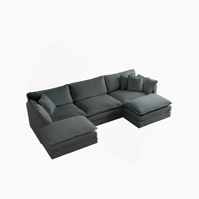Canapé moderne en chenille 2 places avec rangement dissimulé et design ergonomique, H 33 po x l 111,5 po x P 57,4 po, Gris