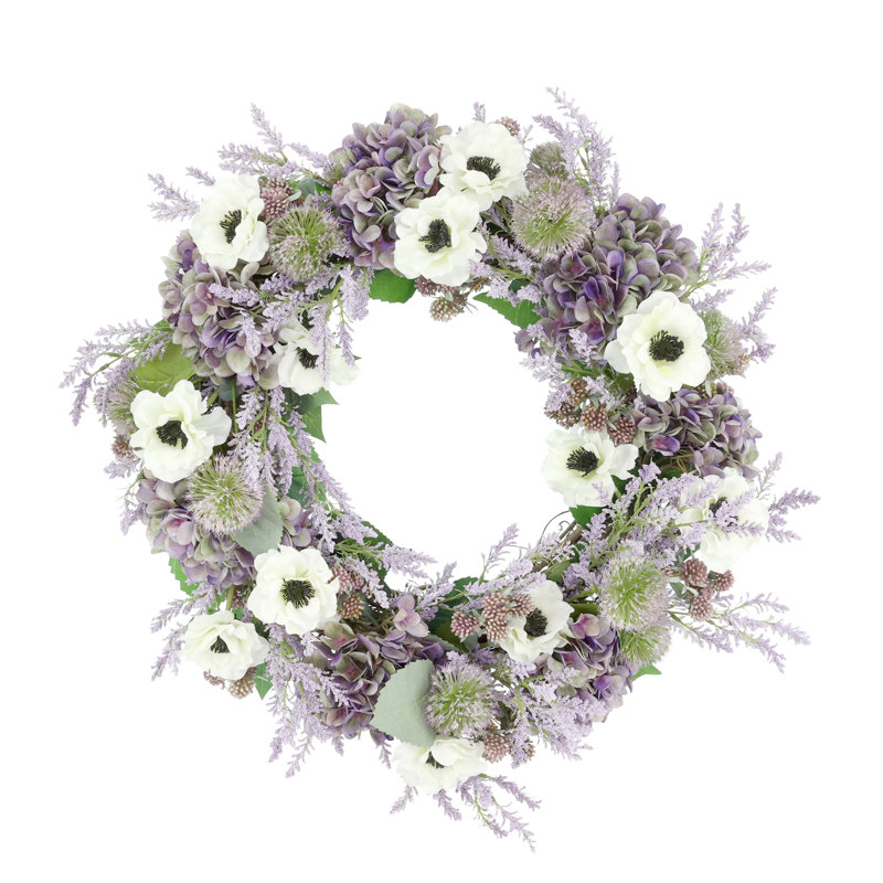Couronne d'hortensia 28 "avec anémones et astilbe